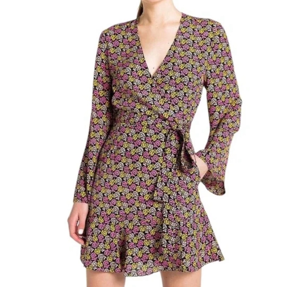 ALC floral wrap silk dress